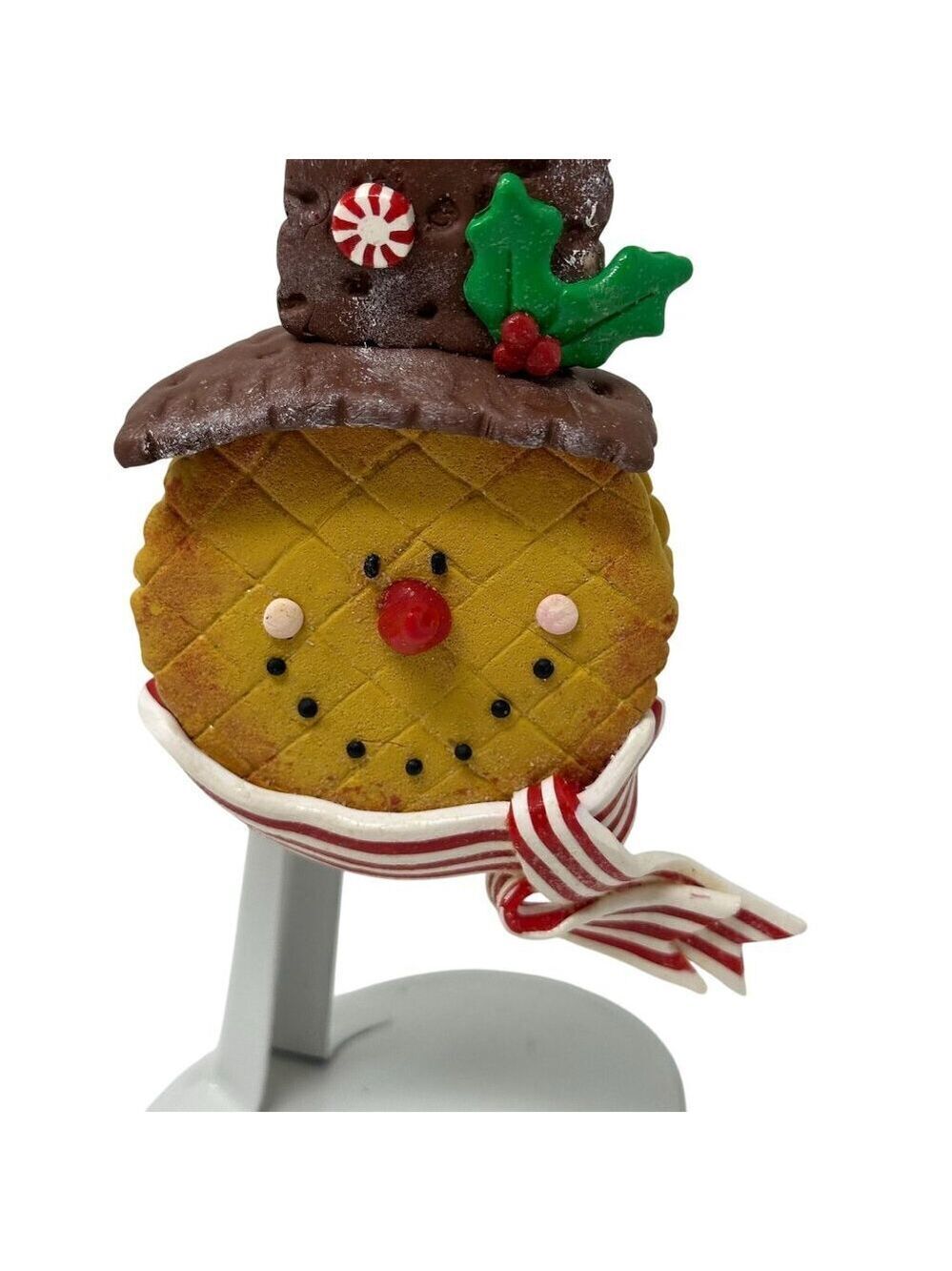 Snowman Ornament Faux Cookie Chocolate Peppermint Top Hat Holiday Kitchen Decor - Picture 4 of 16